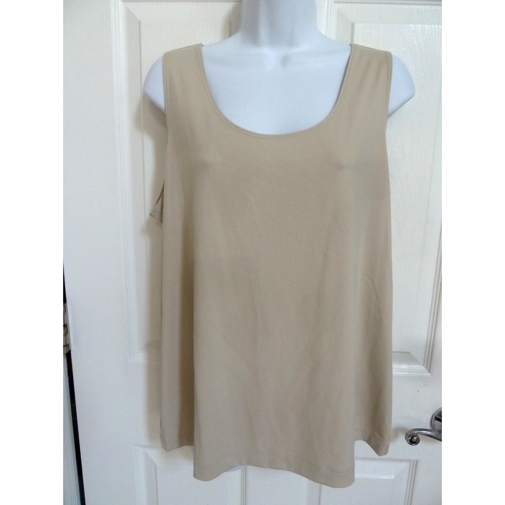 Chico's Sz 3 XL Beige Nylon Tank Top Career Office Minimalist Stretch Pullover